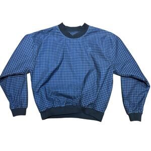 George Strait Mens Size Small Blue Checkered Men's Pullover Windshirt